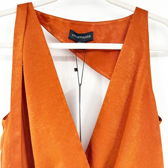 NWT Stylestalker Womens Going Out Erick Surplice Cutout Bodysuit Size S Copper - Picture 2 of 7